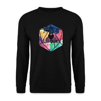 D20 Aquarell - Unisex Pullover - Schwarz - Vorne - Alina (178cm) & Michal (187cm)
