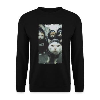 Gangster Cats Streetwear Cool Cat Motif - Sweat-shirt Unisexe - noir - Devant - Alina (178cm) & Michal (187cm)