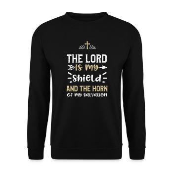 The Lord is my shield and the ho... - Unisex Sweatshirt - black - Front - Alina (178cm) & Michal (187cm)