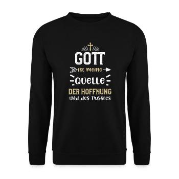 Gott ist meine Quelle der Hoffnu... - Unisex Pullover - Schwarz - Vorne - Alina (178cm) & Michal (187cm)