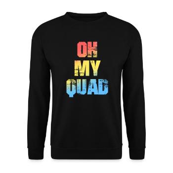 Oh My Quad ATV Slogan für Quad-Fahrer - Unisex Pullover - Schwarz - Vorne - Alina (178cm) & Michal (187cm)