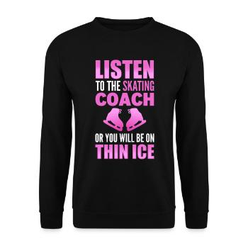 Lustiger Skatetrainer Schlittschuhläufer - Unisex Pullover - Schwarz - Vorne - Alina (178cm) & Michal (187cm)