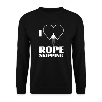 Ich liebe Seilspringen Design für Seilspringer - Unisex Pullover - Schwarz - Vorne - Alina (178cm) & Michal (187cm)