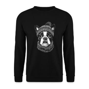Boston Terrier Bobble Hat Dog Dog - Unisex Sweatshirt - black - Front - Alina (178cm) & Michal (187cm)