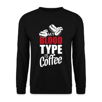 Kaffee Meine Blutgruppe ist Kaffee - Unisex Pullover - Schwarz - Vorne - Alina (178cm) & Michal (187cm)