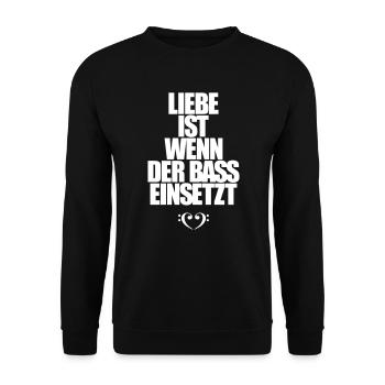 Liebe ist wenn der Bass einsetzt Shuffle tanzen - Unisex Pullover - Schwarz - Vorne - Alina (178cm) & Michal (187cm)