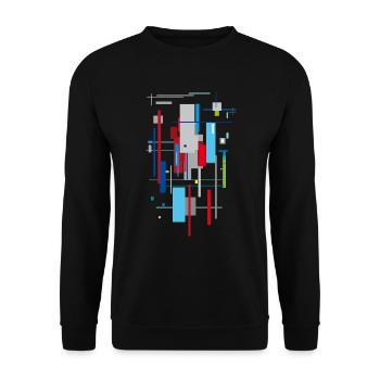 Abstract Bauhaus pattern - Unisex Sweatshirt - black - Front - Alina (178cm) & Michal (187cm)