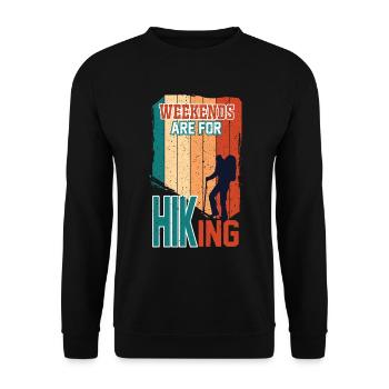 Weekends are for Hiking - Unisex Sweatshirt - black - Front - Alina (178cm) & Michal (187cm)
