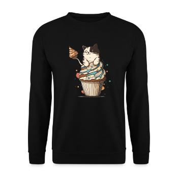 Cupcake Cat - Unisex Sweatshirt - black - Front - Alina (178cm) & Michal (187cm)