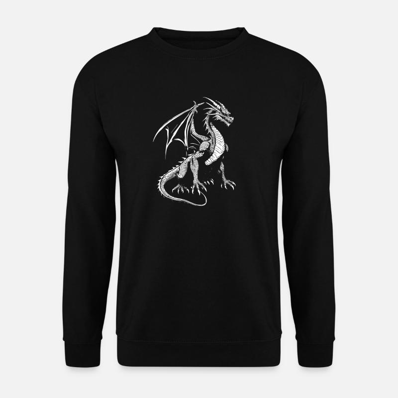 Drache Drachen weiß Fabelwesen - Unisex Pullover - Schwarz