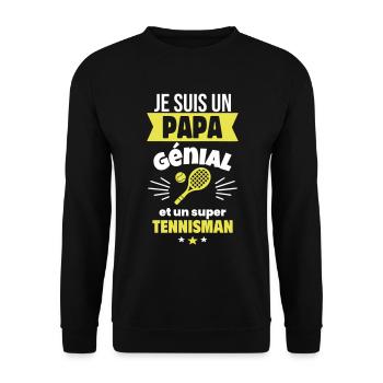 Papa génial & tennisman – idée fête des pères - Sweat-shirt Unisexe - noir - Devant - Alina (178cm) & Michal (187cm)