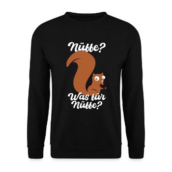 Eichhörnchen Nüsse Nuss Spruch Geschenk - Unisex Pullover - Schwarz - Vorne - Alina (178cm) & Michal (187cm)
