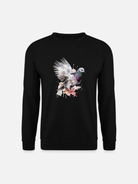 Taube Täubchen Vogel Taubenzüchter Aquarell - Unisex Pullover - Schwarz
