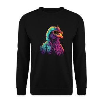 Chicken with Sunglasses Farmer Farmer Rooster Rooster - Unisex Sweatshirt - black - Front - Alina (178cm) & Michal (187cm)