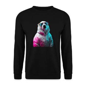 Polar Bear with Sunglasses Colorful Cool Polar Bear - Unisex Sweatshirt - black - Front - Alina (178cm) & Michal (187cm)