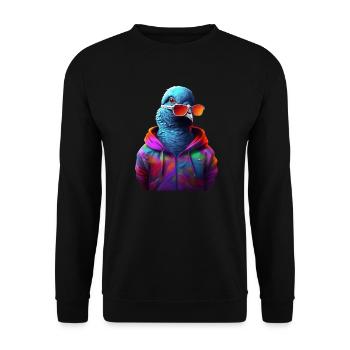 Taube mit Sonnenbrille Bunt Coole Tauben Vogel - Unisex Pullover - Schwarz - Vorne - Alina (178cm) & Michal (187cm)