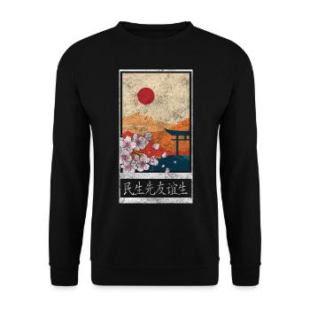 Cherry Blossoms Flowers Gardener - Unisex Sweatshirt - black - Front - Alina (178cm) & Michal (187cm)