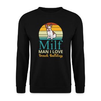 Man I Love French Bulldogs Dog Frenchie Retro - Unisex Sweatshirt - black - Front - Alina (178cm) & Michal (187cm)