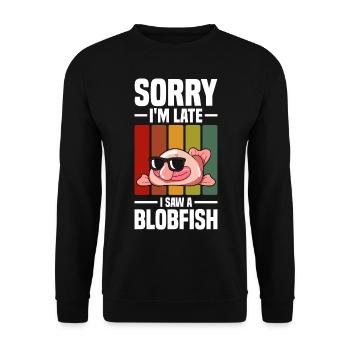 Blobfisch | Fische Aquaristik Blobfische Geschenke - Unisex Pullover - Schwarz - Vorne - Alina (178cm) & Michal (187cm)