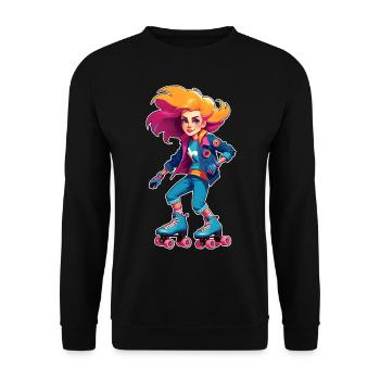 Cool Skater Hip Hop Girl - Unisex Sweatshirt - black - Front - Alina (178cm) & Michal (187cm)