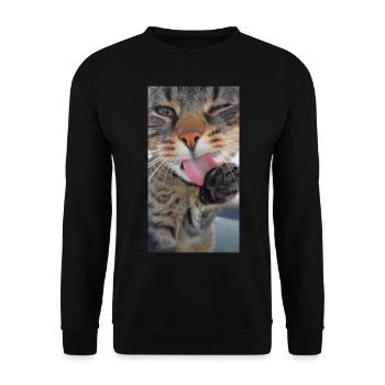 Cleaning Cat - Unisex Pullover - Schwarz - Vorne - Alina (178cm) & Michal (187cm)