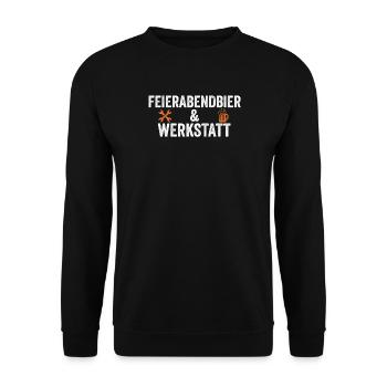 Feierabendbier & Werkstatt – Handwerker T-Shirt - Unisex Pullover - Schwarz - Vorne - Alina (178cm) & Michal (187cm)