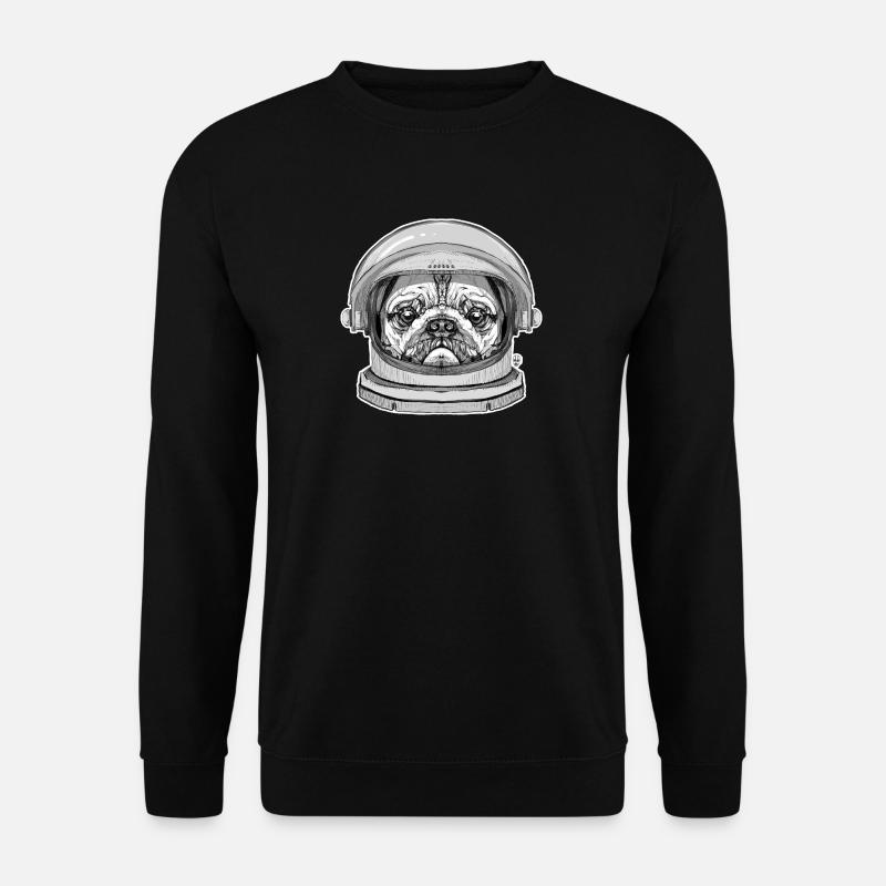 Mops Astronaut - Unisex Pullover - Schwarz