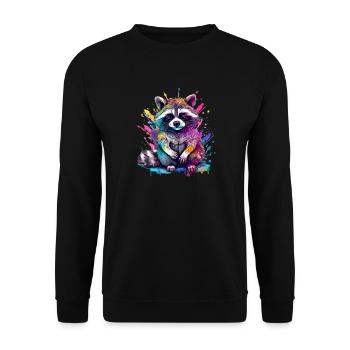 Raton laveur coloré - Sweat-shirt Unisexe - noir - Devant - Alina (178cm) & Michal (187cm)
