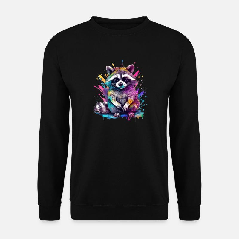 Bunter Waschbär - Unisex Pullover - Schwarz