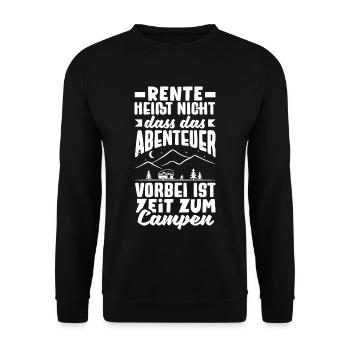 Rente heißt Zeit zum Campen - Unisex Pullover - Schwarz - Vorne - Alina (178cm) & Michal (187cm)