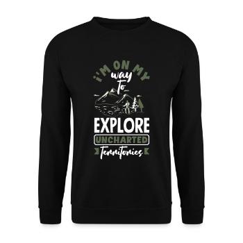 I'm on my way to explore uncharted territories - Unisex Sweatshirt - black - Front - Alina (178cm) & Michal (187cm)