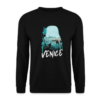 Venice and its Gondolas: Elegant Illustration - Unisex Sweatshirt - black - Front - Alina (178cm) & Michal (187cm)