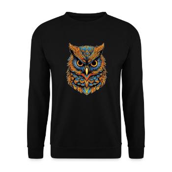 Portrait of an Owl - Unisex Sweatshirt - black - Front - Alina (178cm) & Michal (187cm)