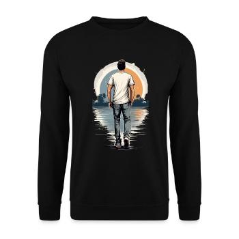 Homme solitaire au coucher du soleil - Sweat-shirt Unisexe - noir - Devant - Alina (178cm) & Michal (187cm)