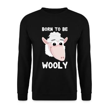 Schaf Schäfchen Born To Be Wooly - Unisex Pullover - Schwarz - Vorne - Alina (178cm) & Michal (187cm)
