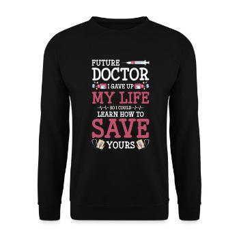 Doctor Love Heart - Unisex Sweatshirt - black - Front - Alina (178cm) & Michal (187cm)