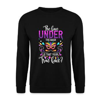 Maskerade Feier Festival Maskiert - Unisex Pullover - Schwarz - Vorne - Alina (178cm) & Michal (187cm)