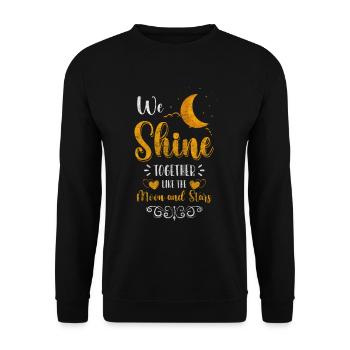 Sterne Wünsche Traum Nachthimmel - Unisex Pullover - Schwarz - Vorne - Alina (178cm) & Michal (187cm)