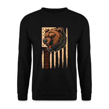 Bär Nordisch Grizzly Tierkreiszeichen - Unisex Pullover - Schwarz - Vorne - Alina (178cm) & Michal (187cm)