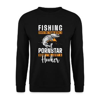 Angler Fishing Rod Sea Bait - Unisex Sweatshirt - black - Front - Alina (178cm) & Michal (187cm)