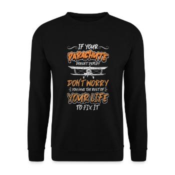 Skydive Sport Adrenalin Fallschirmsport - Unisex Pullover - Schwarz - Vorne - Alina (178cm) & Michal (187cm)