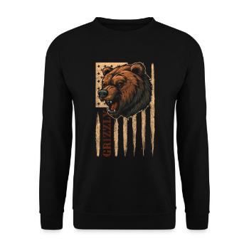Grizzly Fur Polar Bear - Unisex Sweatshirt - black - Front - Alina (178cm) & Michal (187cm)
