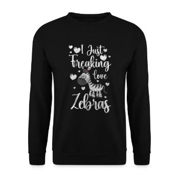 Zebrastreifen Tiere Wildes Tier Tierpark - Unisex Pullover - Schwarz - Vorne - Alina (178cm) & Michal (187cm)