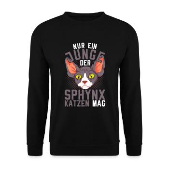 Okkult Nacktkatze Jungen Geschenk Sphynx Katze - Unisex Pullover - Schwarz - Vorne - Alina (178cm) & Michal (187cm)