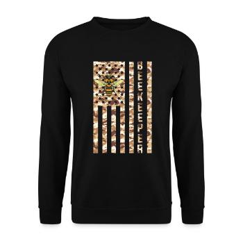 Camouflage USA Flag Bee Gift Insect Beekeeper - Unisex Sweatshirt - black - Front - Alina (178cm) & Michal (187cm)