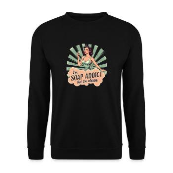 Soap Making - I'm a Soap Addict - Unisex Sweatshirt - black - Front - Alina (178cm) & Michal (187cm)