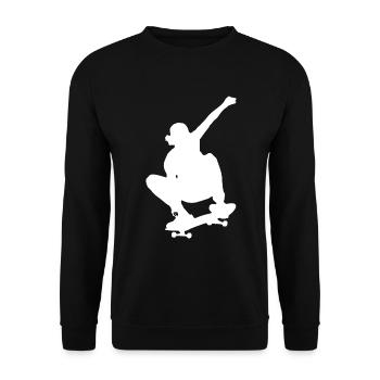 Skater Silhouette Skateboarder Sk8ter Skaten - Unisex Pullover - Schwarz - Vorne - Alina (178cm) & Michal (187cm)