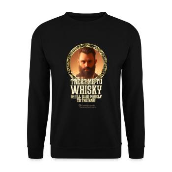 Whisky Spruch Gib mir Whisky aus - Unisex Pullover - Schwarz - Vorne - Alina (178cm) & Michal (187cm)