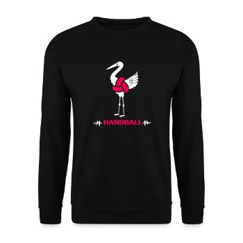 Handball Sprungwurf Handballfan Handballer - Unisex Pullover - Schwarz - Vorne - Alina (178cm) & Michal (187cm)