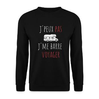 j'peux pas j'me barre voyager cadeau camping-car - Sweat-shirt Unisexe - noir - Devant - Alina (178cm) & Michal (187cm)
